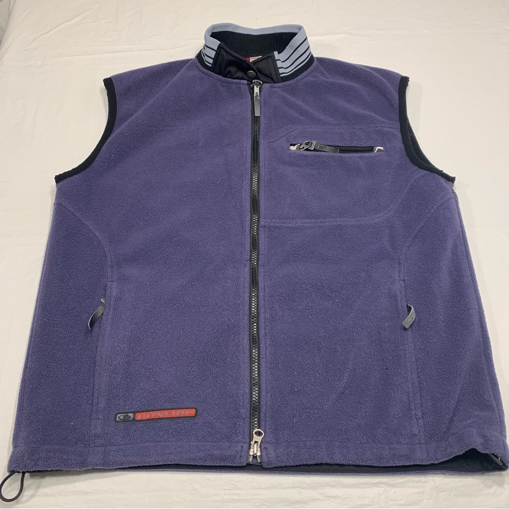 Bonfire Womens Dynamic Layering Fleece Vest Blue Full Zip Up Pockets Mock Neck L